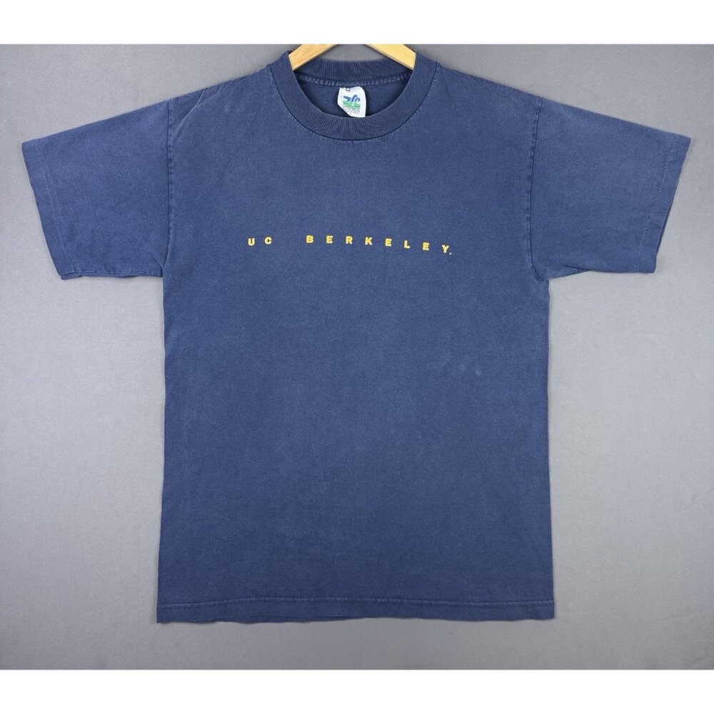 Vintage 90's NCAA University Of California Berkeley Navy Blue Shirt Large Faded